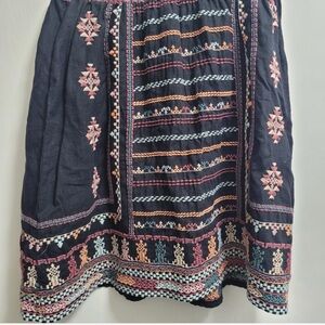 Johnny Was Embroidered Black Skirt